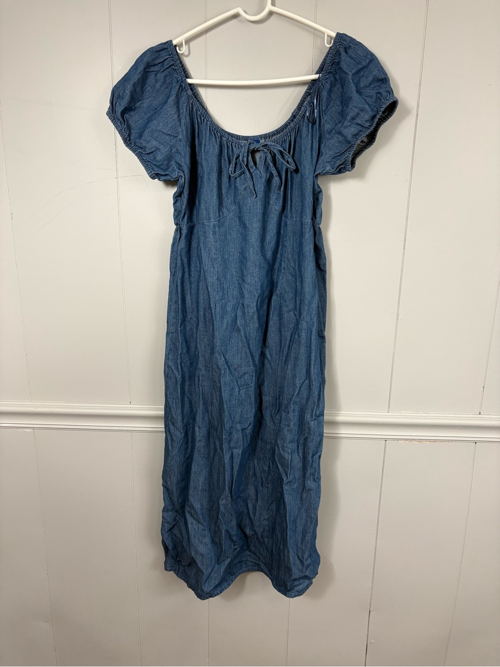Old Navy Short Sleeve Scoop Neck Denim Blue Midi Dress Medium Summer Country